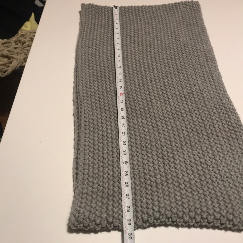 Hand knit cowl scarf grey/ blue. So nice.